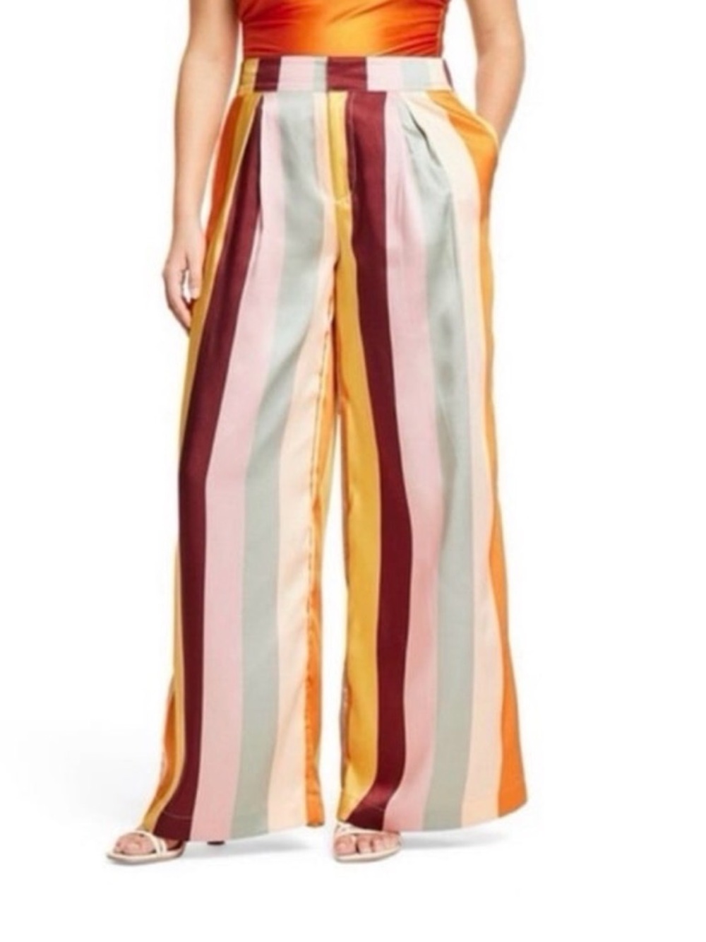 Fe Noel x Target Women's Mixed Vertical Stripe Print Wide Leg Pants Size Medium